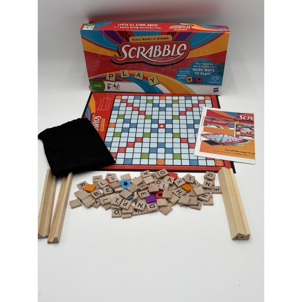 Hasbro Scrabble Crossword Board Game 2011‎ Complete Power Tiles Family Game